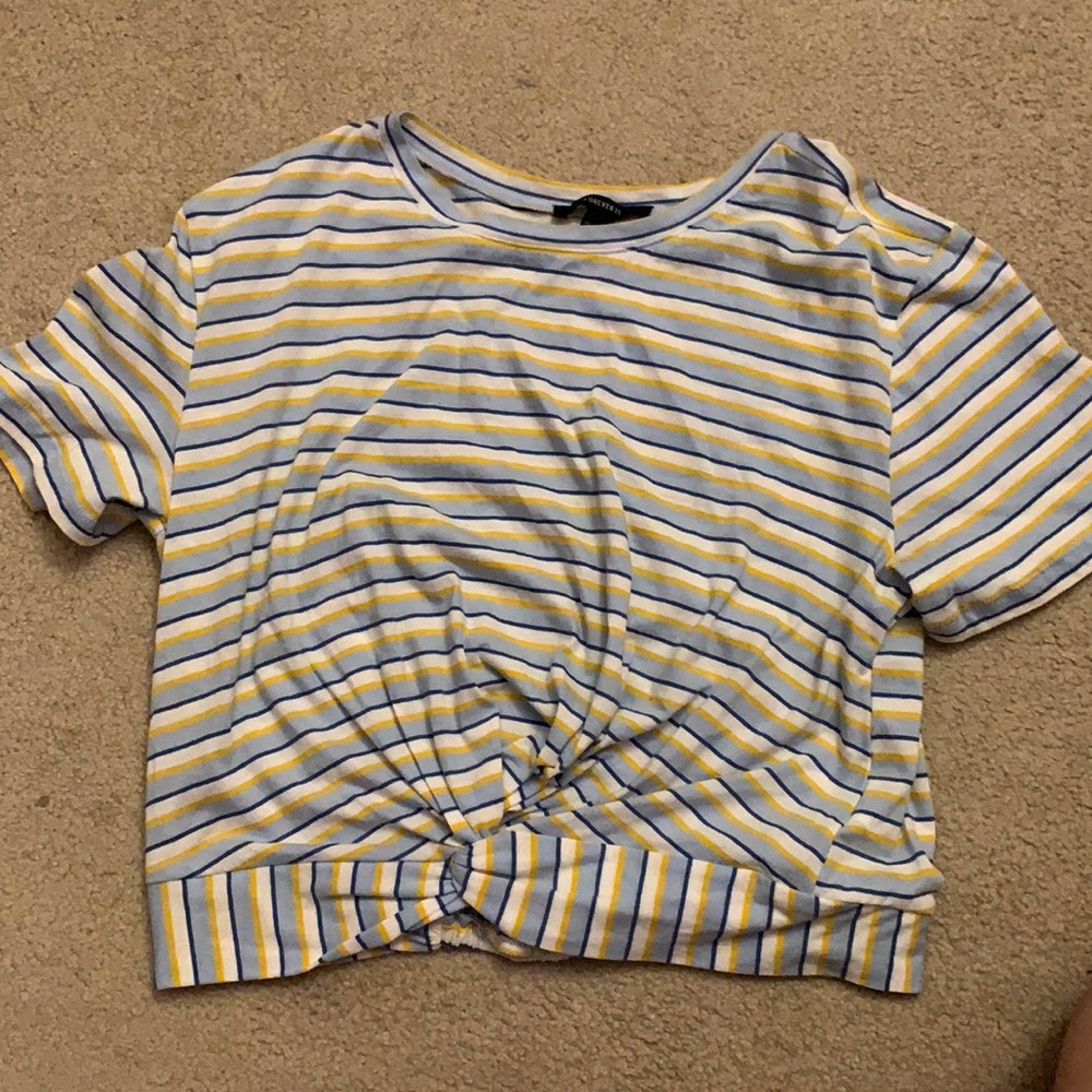 Striped crop top blue white yellow